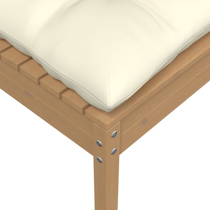Sgabello da Giardino Ambra con Cuscino Crema in Legno di Pino