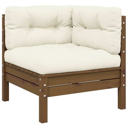 Set Divani da Giardino 3 pz con Cuscini Crema Massello di Pino