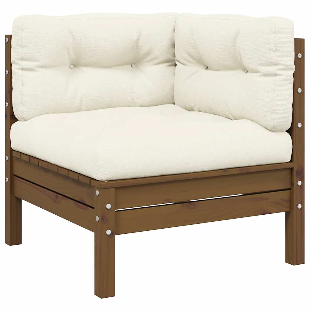 Set Divani da Giardino 3 pz con Cuscini Crema Massello di Pino