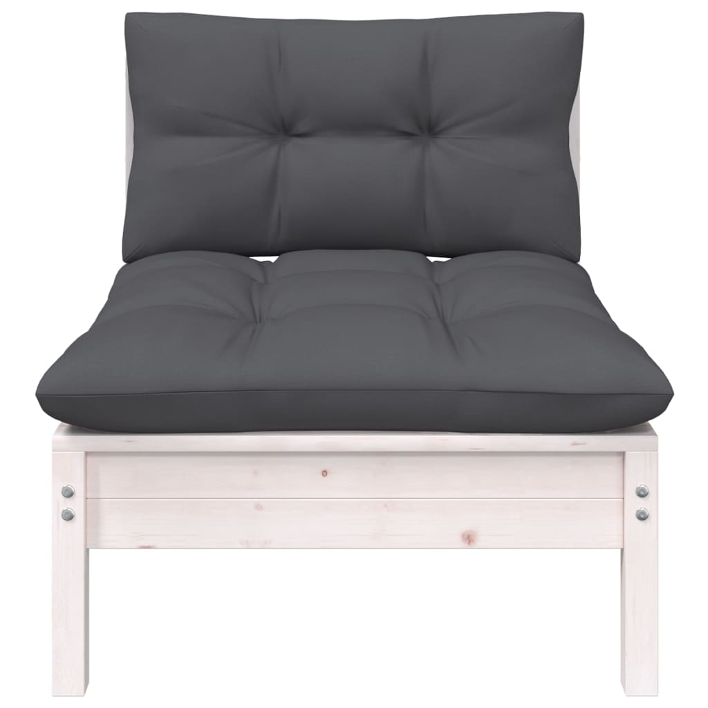 Set Divani da Giardino 3 pz con Cuscini Massello Pino Bianco