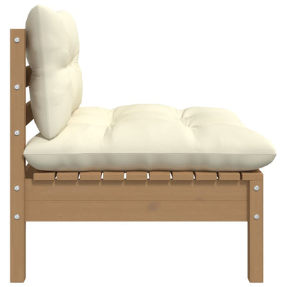 Set Divani da Giardino 3 pz con Cuscini Crema Massello di Pino