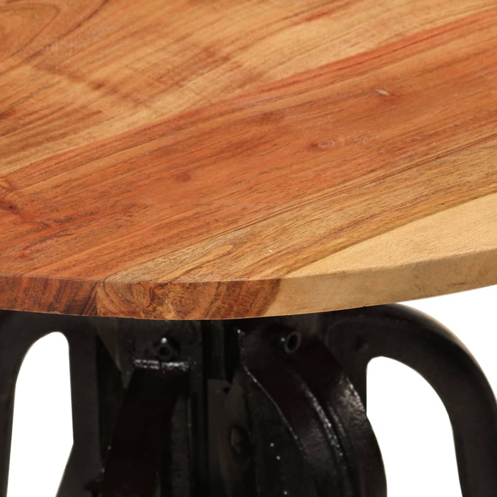Tavolino 60x(42-62) cm in Legno Massello di Acacia e Ghisa