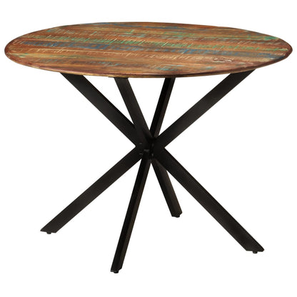 Tavolo da Pranzo Ã˜110x78cm Legno Massello di Recupero e Acciaio