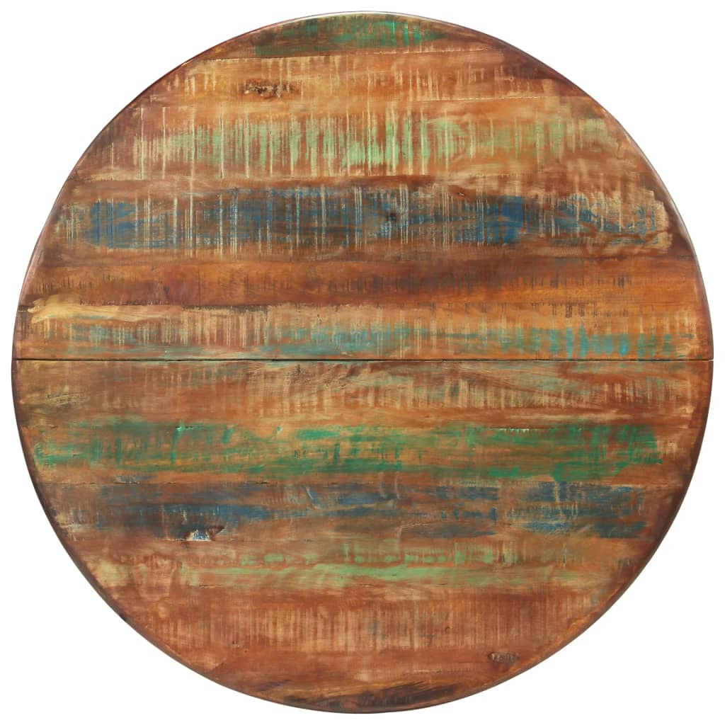 Tavolo da Pranzo Ã˜110x78cm Legno Massello di Recupero e Acciaio