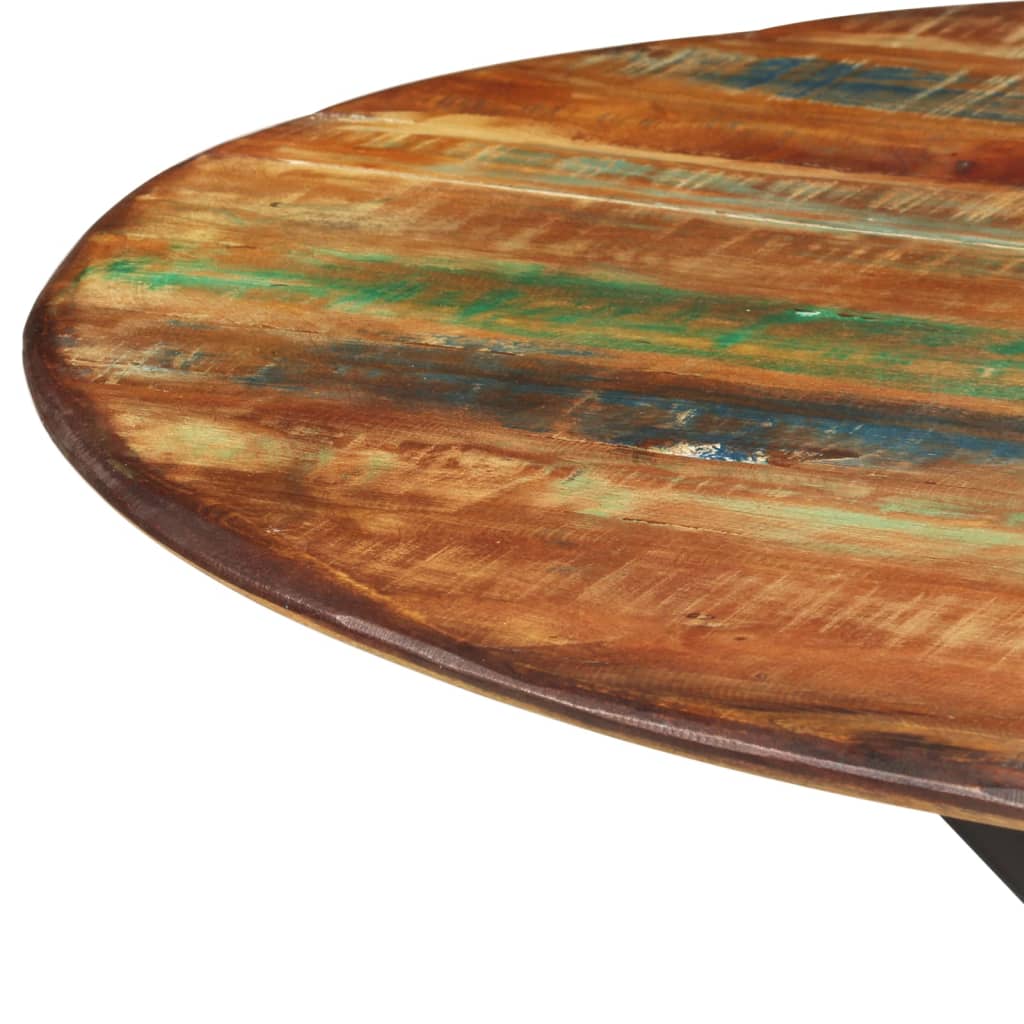 Tavolo da Pranzo Ã˜110x78cm Legno Massello di Recupero e Acciaio
