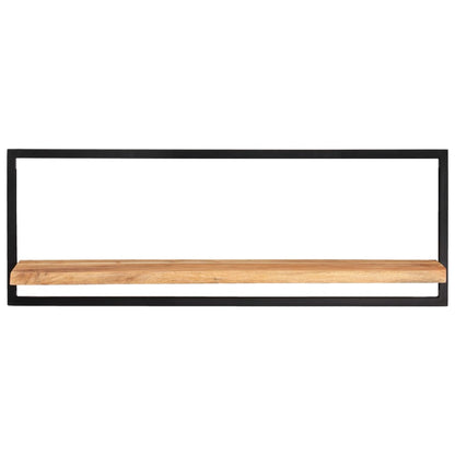 Mensole Parete 2pz 100x24x35 cm Legno Massello Acacia e Acciaio