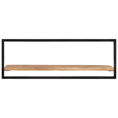 Mensole Parete 2pz 100x24x35 cm Legno Massello Acacia e Acciaio