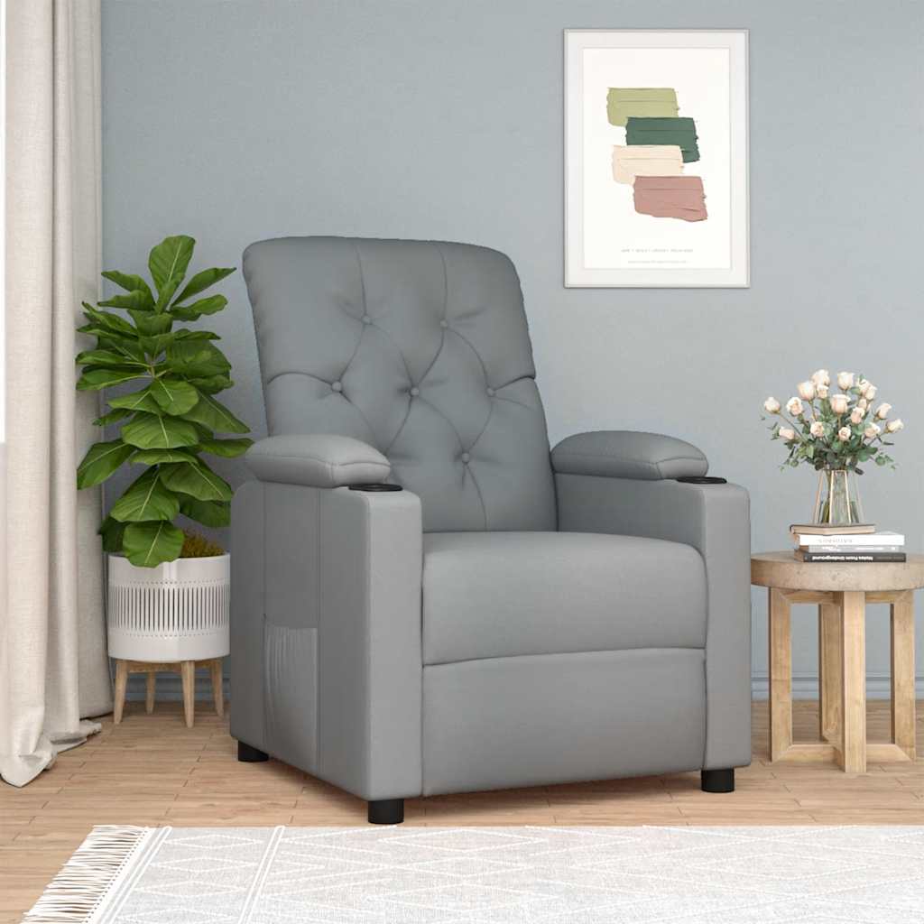 Poltrona reclinabile in tessuto grigio chiaro