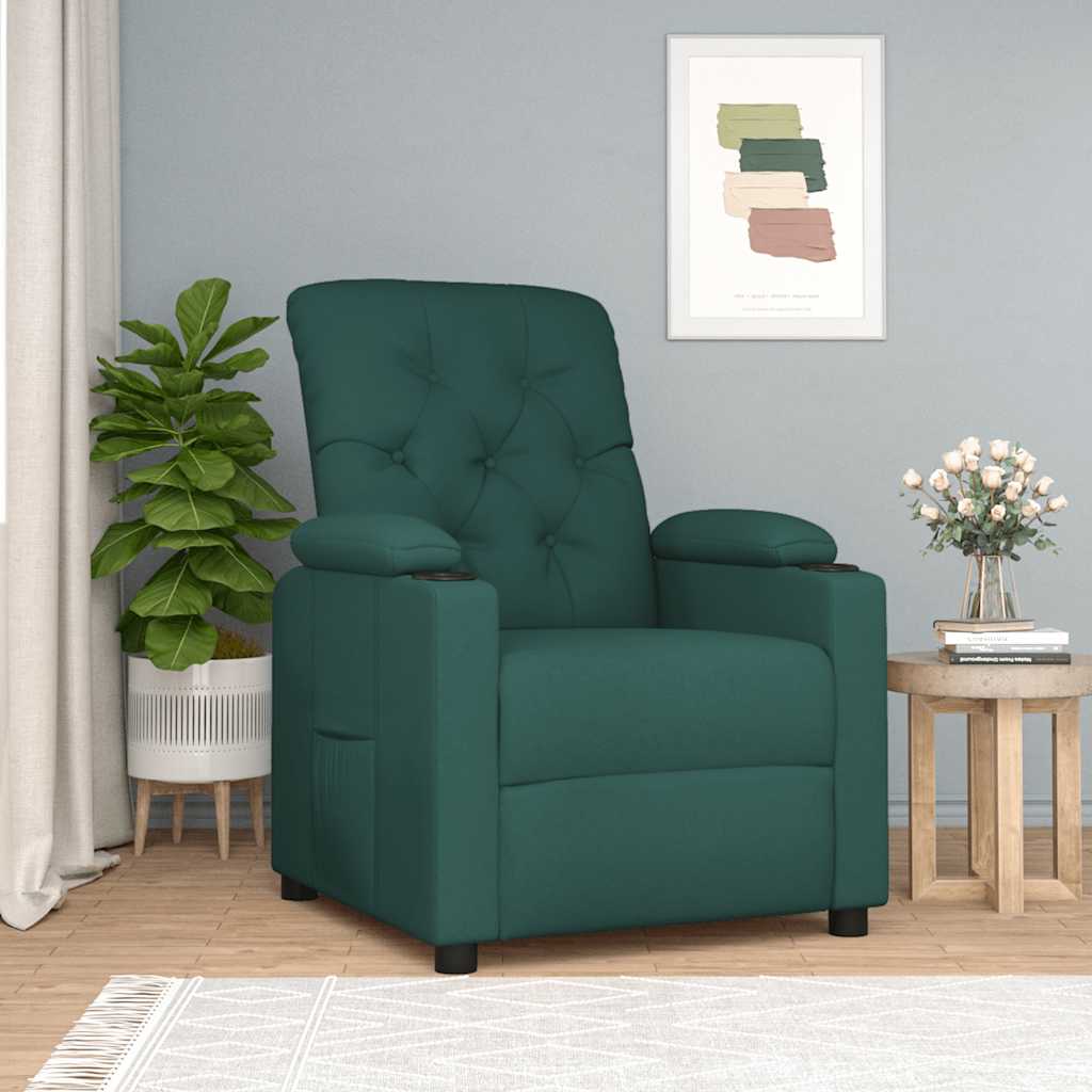Poltrona Reclinabile in Tessuto Verde Scuro