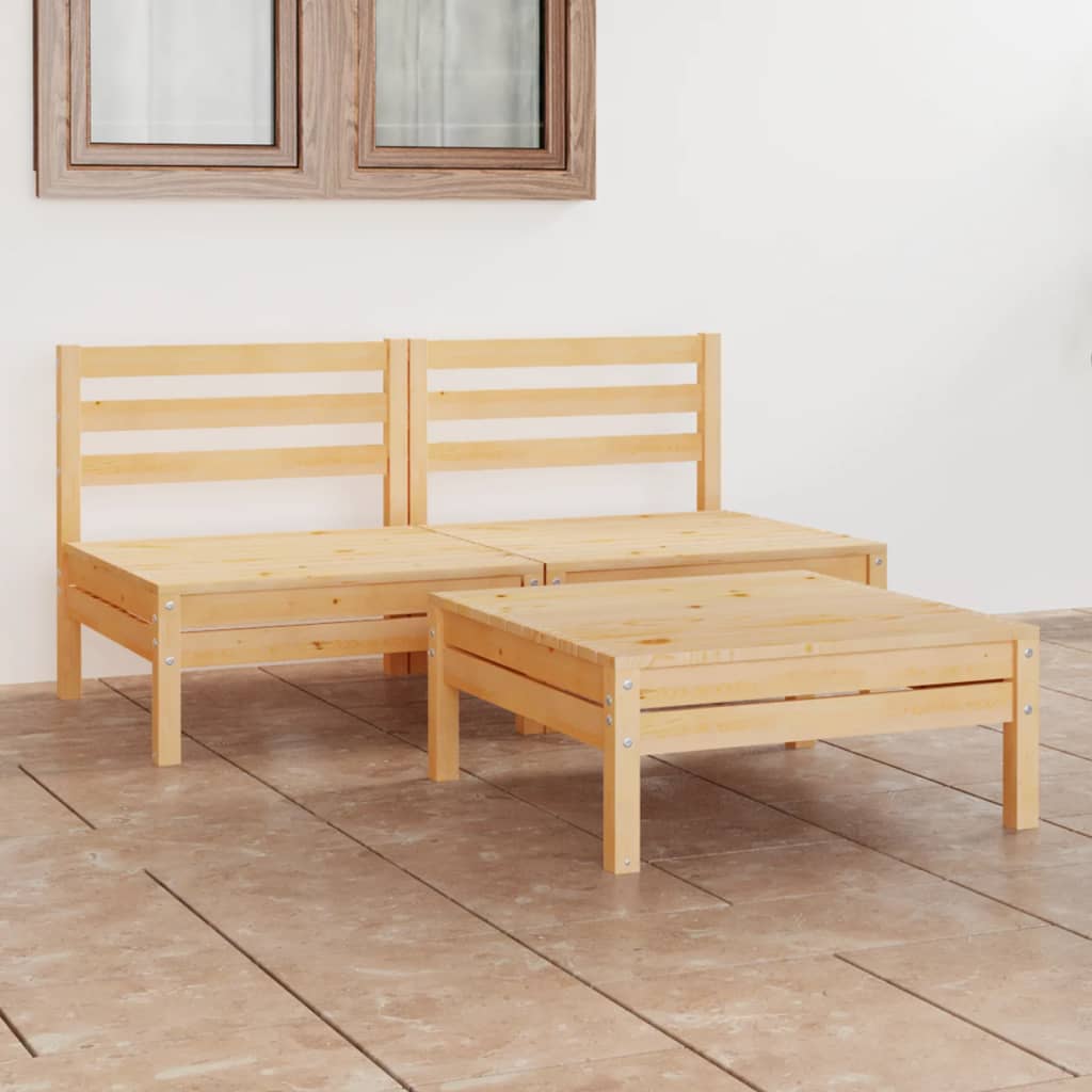 Set Divani da Giardino 3 pz in Legno Massello di Pino
