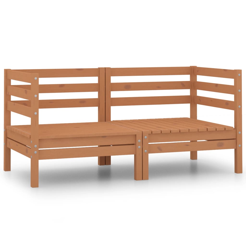 Divano da Giardino 2 Posti Marrone Ambra Legno Massello di Pino