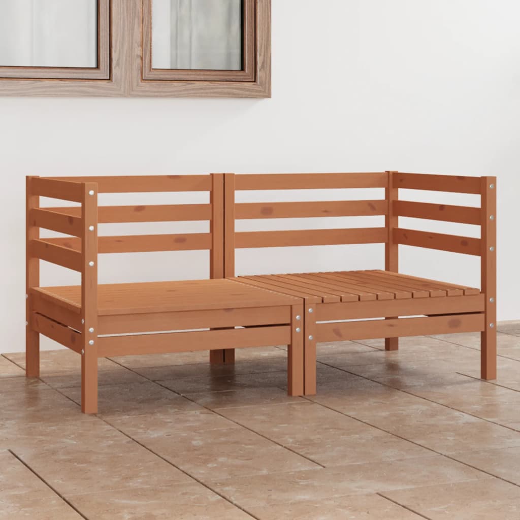 Divano da Giardino 2 Posti Marrone Ambra Legno Massello di Pino