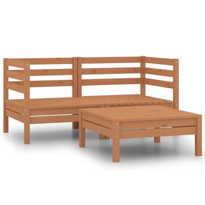 Set Salotto da Giardino 3pz Marrone Ambra Legno Massello Pino