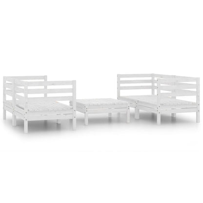 Set Divani da Giardino 5 pz Bianco in Legno Massello di Pino