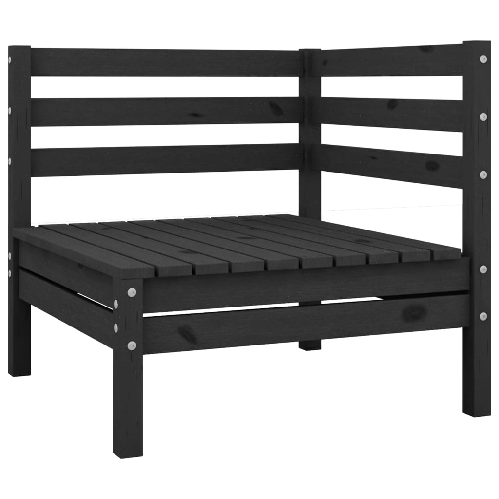 Set Divani da Giardino 5 pz Nero in Legno Massello di Pino