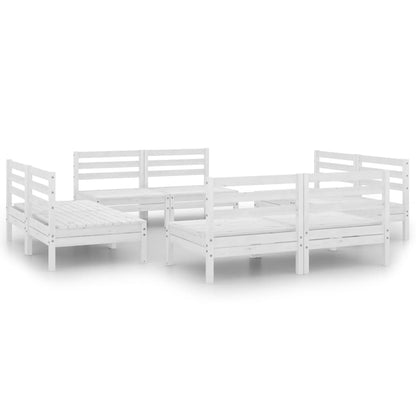 Set Divani da Giardino 8 pz Bianco in Legno Massello di Pino