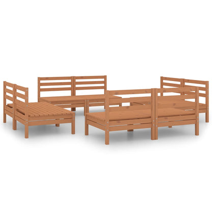 Set Salotto da Giardino 8pz Marrone Ambra Legno Massello Pino