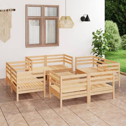 Set Divani da Giardino 9 pz in Legno Massello di Pino
