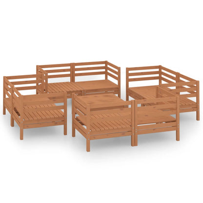 Set Salotto da Giardino 9pz Marrone Ambra Legno Massello Pino