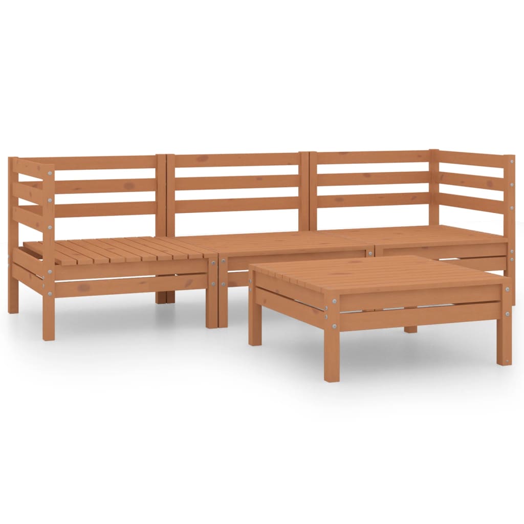 Set Salotto da Giardino 4pz Marrone Ambra Legno Massello Pino