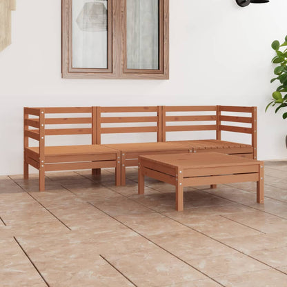Set Salotto da Giardino 4pz Marrone Ambra Legno Massello Pino
