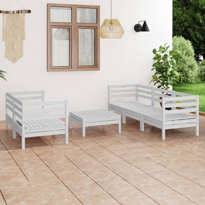 Set Divani da Giardino 6 pz Bianco in Legno Massello di Pino
