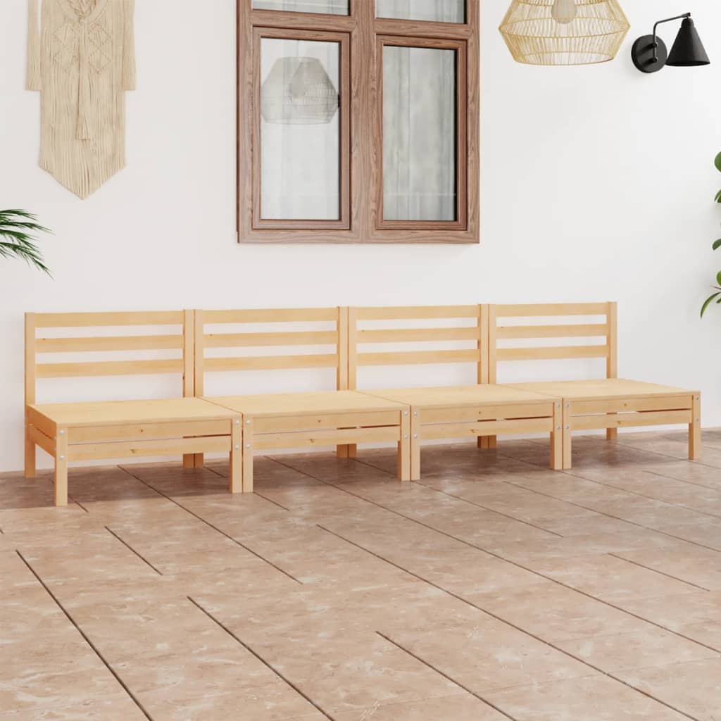 Set Divani da Giardino 4 pz in Legno Massello di Pino