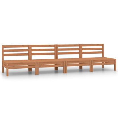 Set Salotto da Giardino 4pz Marrone Ambra Legno Massello Pino