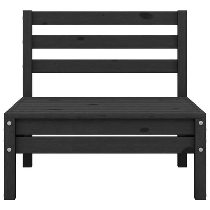 Set Divani da Giardino 5 pz Nero in Legno Massello di Pino