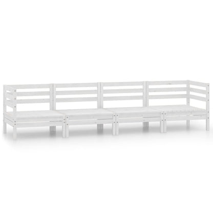 Set Divani da Giardino 4 pz Bianco in Legno Massello di Pino