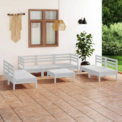 Set Divani da Giardino 8 pz Bianco in Legno Massello di Pino