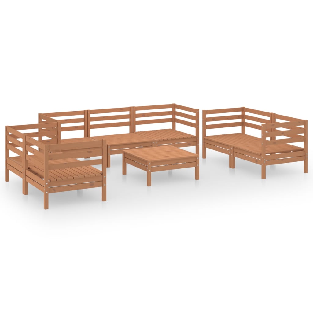 Set Salotto da Giardino 8pz Marrone Ambra Legno Massello Pino