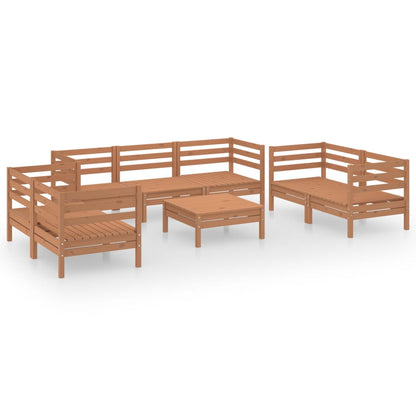Set Salotto da Giardino 8pz Marrone Ambra Legno Massello Pino