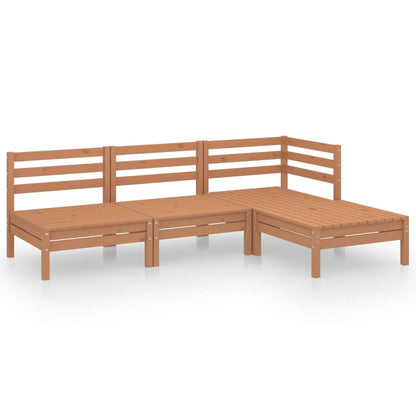 Set Salotto da Giardino 4 pz in Legno Massello di Pino Ambra