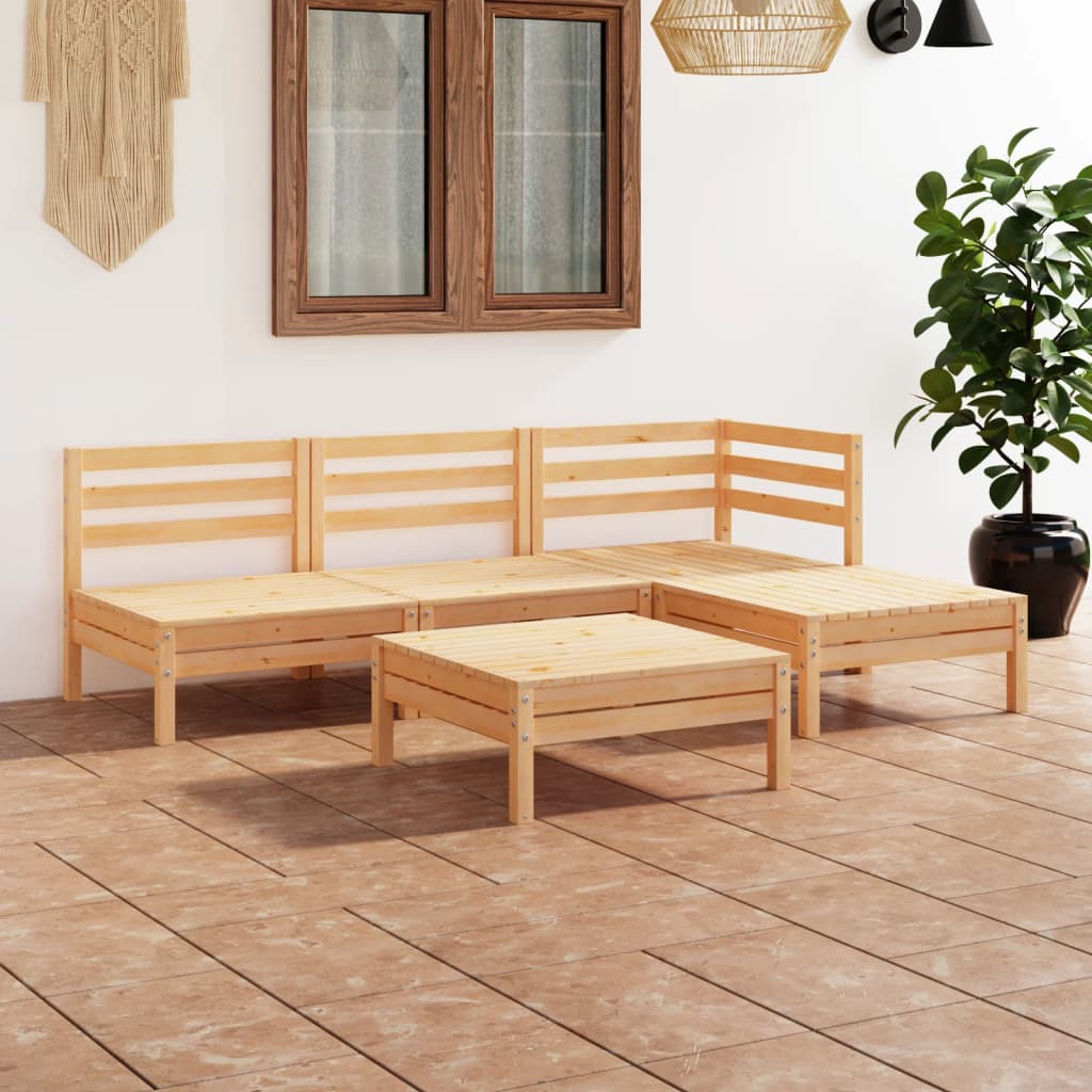 Set Salotto da Giardino 5 pz in Legno Massello di Pino