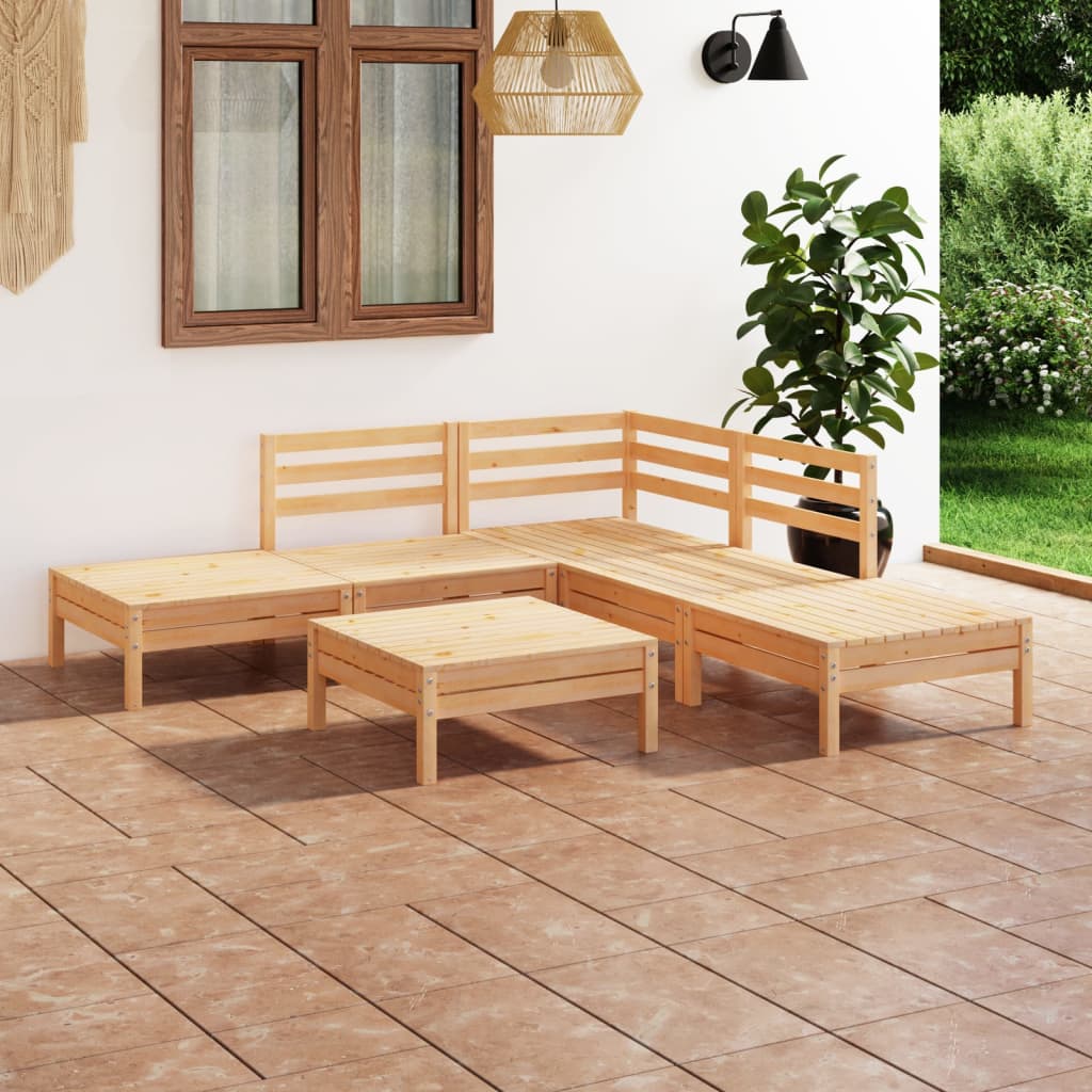 Set Salotto da Giardino 6 pz in Legno Massello di Pino