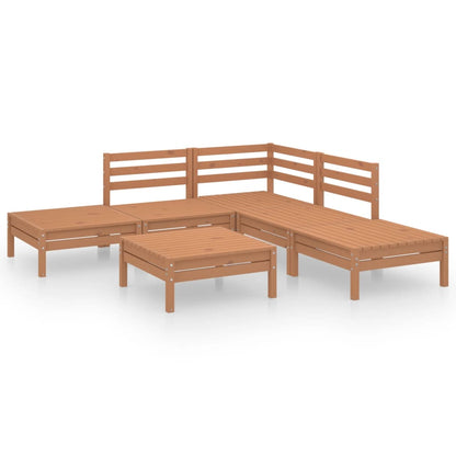 Set Salotto da Giardino 6 pz in Legno Massello di Pino ambra