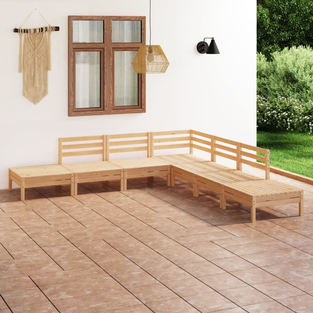 Set Salotto da Giardino 7 pz in Legno Massello di Pino