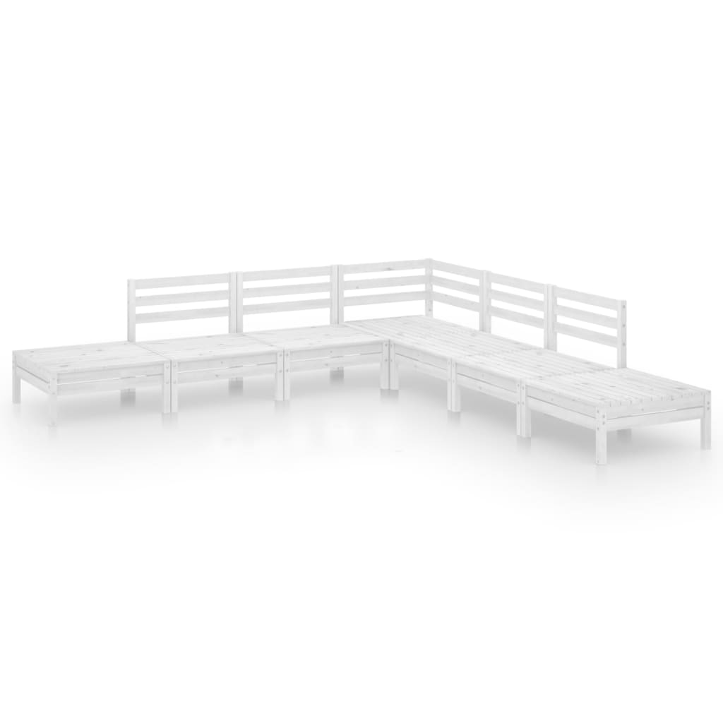 Set Salotto da Giardino 7 pz in Legno Massello di Pino Bianco