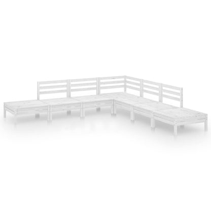 Set Salotto da Giardino 7 pz in Legno Massello di Pino Bianco