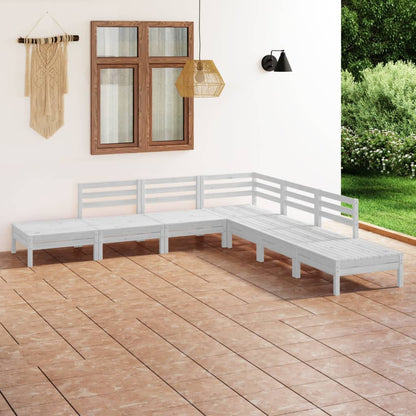 Set Salotto da Giardino 7 pz in Legno Massello di Pino Bianco