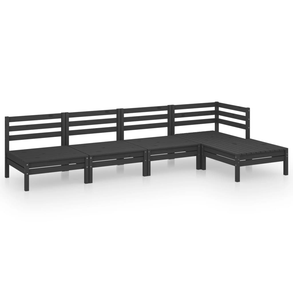 Set Salotto da Giardino 5 pz in Legno Massello di Pino Nero