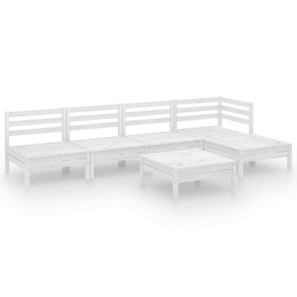 Set Salotto da Giardino 6 pz in Legno Massello di Pino Bianco