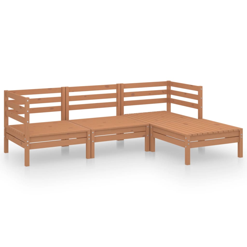 Set Salotto da Giardino 4 pz in Legno Massello di Pino Ambra