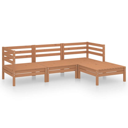 Set Salotto da Giardino 4 pz in Legno Massello di Pino Ambra