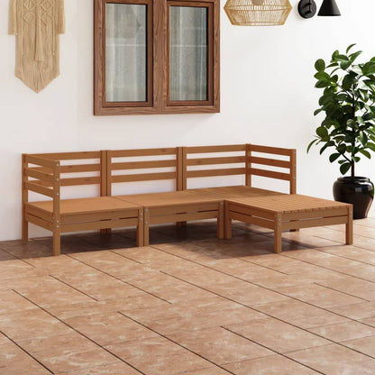 Set Salotto da Giardino 4 pz in Legno Massello di Pino Ambra