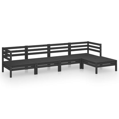 Set Salotto da Giardino 5 pz in Legno Massello di Pino Nero