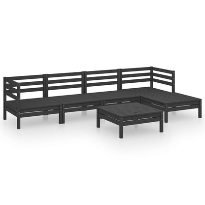 Set Salotto da Giardino 6 pz in Legno Massello di Pino Nero