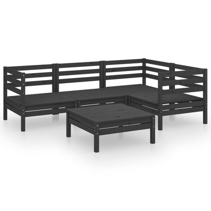 Set Salotto da Giardino 5 pz in Legno Massello di Pino Nero