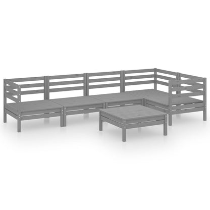 Set Salotto da Giardino 6 pz in Legno Massello di Pino Grigio